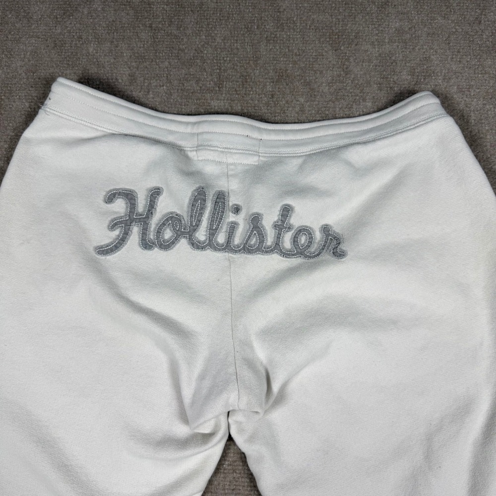 Vtg Hollister Y2K Women Sz M White Front Back Logo Spell-out Low Rise Sweatpants - Picture 10 of 12